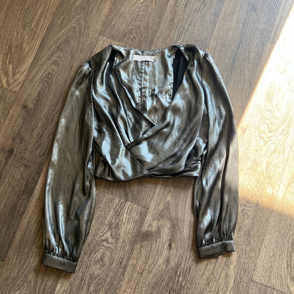 Silver cropped blouse